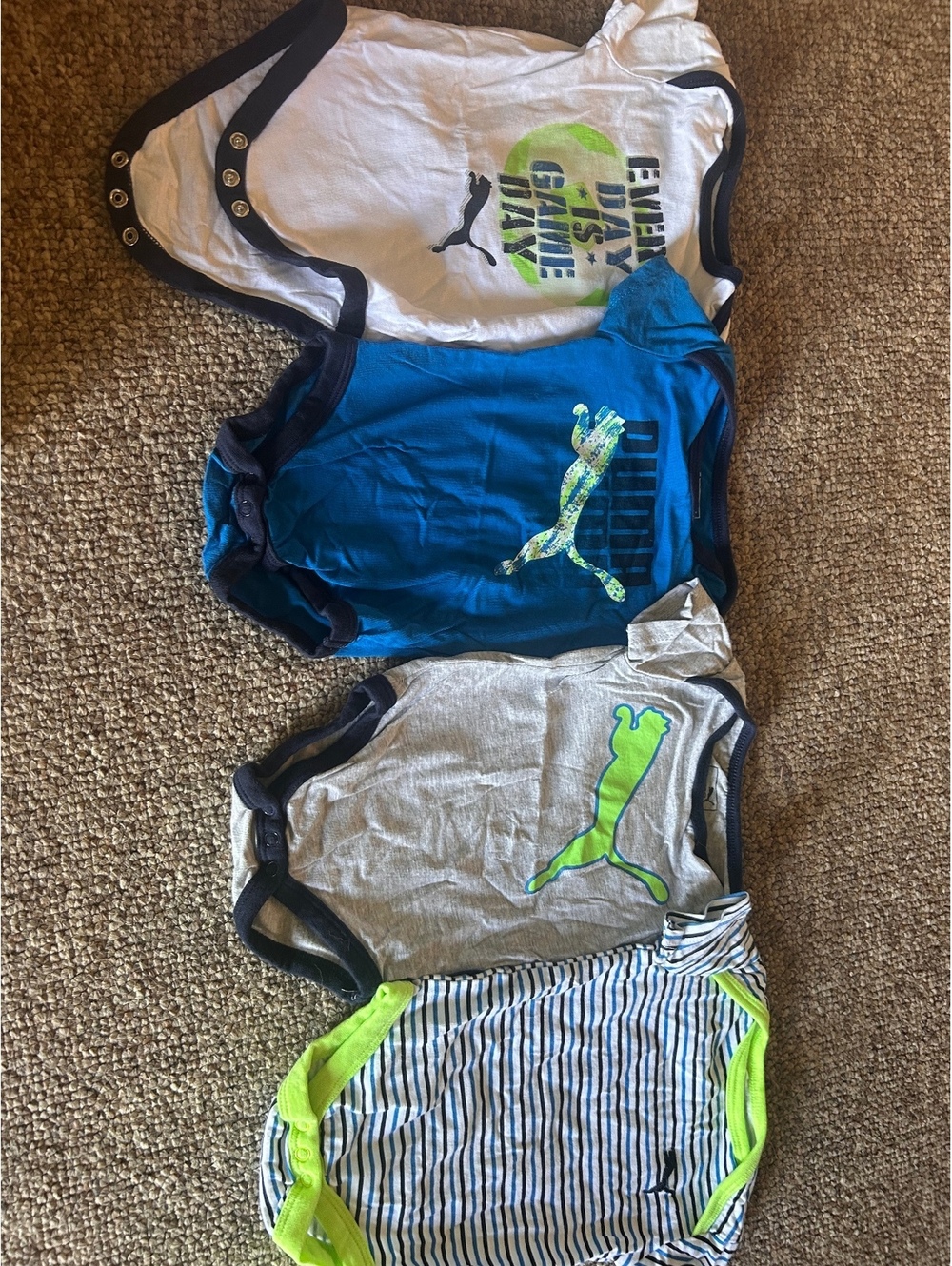 Set of 4 Puma Baby Onesies Bodysuits Size 3-6 Months